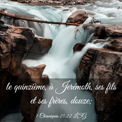 Picture 03 - 1 Chroniques 25:22 LSG - le quinzième, à Jerémoth, ses fils et ses - Bible Verse Picture