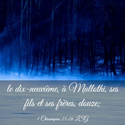 Picture 03 - 1 Chroniques 25:26 LSG - le dix-neuvième, à Mallothi, ses fils et ses - Bible Verse Picture