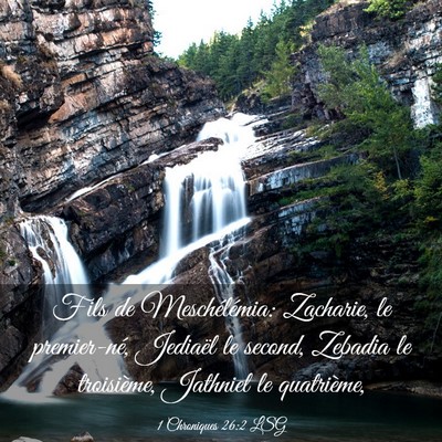 Picture 03 - 1 Chroniques 26:2 LSG - Fils de Meschélémia: Zacharie, le premier-né, - Bible Verse Picture