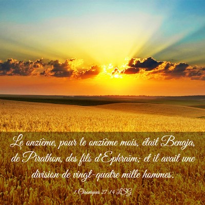 Picture 03 - 1 Chroniques 27:14 LSG - Le onzième, pour le onzième mois, était - Bible Verse Picture