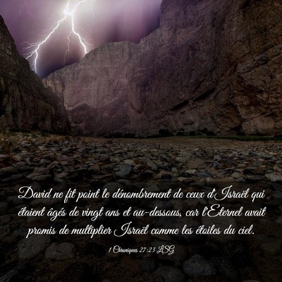 Picture 03 - 1 Chroniques 27:23 LSG - David ne fit point le dénombrement de ceux - Bible Verse Picture