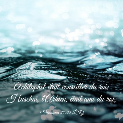 Picture 03 - 1 Chroniques 27:33 LSG - Achitophel était conseiller du roi; Huschaï, - Bible Verse Picture