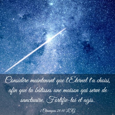 Picture 03 - 1 Chroniques 28:10 LSG - Considère maintenant que l'Eternel t'a choisi, - Bible Verse Picture