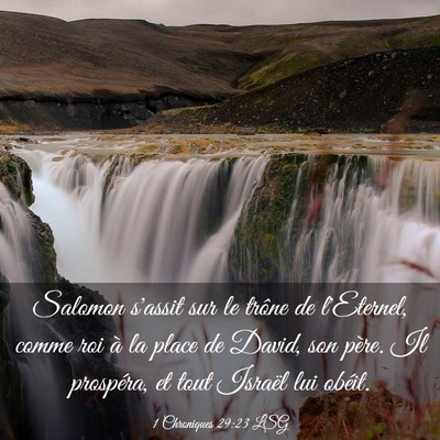 Picture 03 - 1 Chroniques 29:23 LSG - Salomon s'assit sur le trône de l'Eternel, comme - Bible Verse Picture