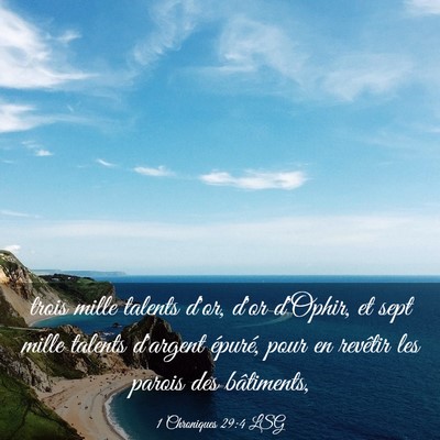 Picture 03 - 1 Chroniques 29:4 LSG - trois mille talents d'or, d'or d'Ophir, et sept - Bible Verse Picture
