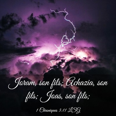 Picture 03 - 1 Chroniques 3:11 LSG - Joram, son fils; Achazia, son fils; Joas, son - Bible Verse Picture