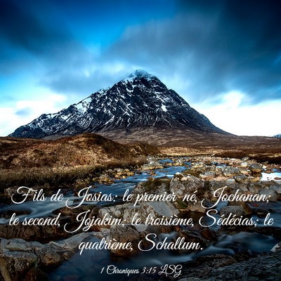 Picture 03 - 1 Chroniques 3:15 LSG - Fils de Josias: le premier-né, Jochanan; le - Bible Verse Picture