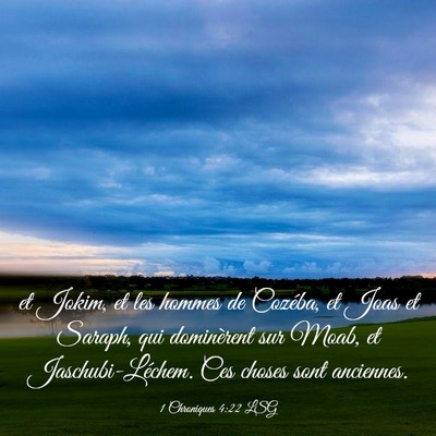 Picture 03 - 1 Chroniques 4:22 LSG - et Jokim, et les hommes de Cozéba, et Joas et - Bible Verse Picture