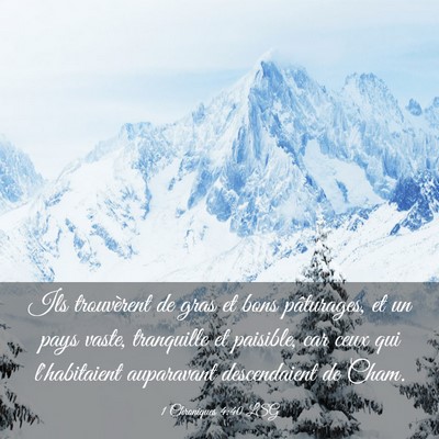 Picture 03 - 1 Chroniques 4:40 LSG - Ils trouvèrent de gras et bons pâturages, et un - Bible Verse Picture