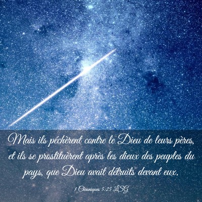Picture 03 - 1 Chroniques 5:25 LSG - Mais ils péchèrent contre le Dieu de leurs - Bible Verse Picture