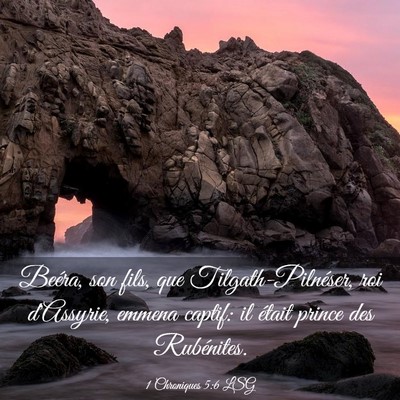 Picture 03 - 1 Chroniques 5:6 LSG - Beéra, son fils, que Tilgath-Pilnéser, roi - Bible Verse Picture