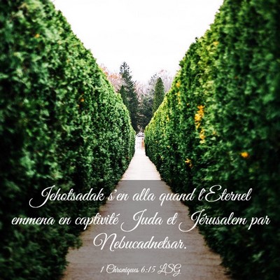 Picture 03 - 1 Chroniques 6:15 LSG - Jehotsadak s'en alla quand l'Eternel emmena en - Bible Verse Picture