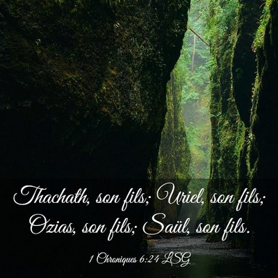 Picture 03 - 1 Chroniques 6:24 LSG - Thachath, son fils; Uriel, son fils; Ozias, son - Bible Verse Picture
