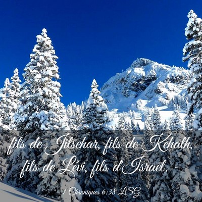 Picture 03 - 1 Chroniques 6:38 LSG - fils de Jitsehar, fils de Kehath, fils de Lévi, - Bible Verse Picture