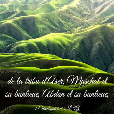 Picture 03 - 1 Chroniques 6:74 LSG - de la tribu d'Aser, Maschal et sa banlieue, Abdon - Bible Verse Picture