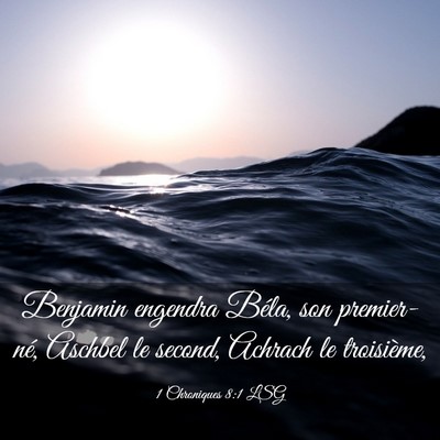 Picture 03 - 1 Chroniques 8:1 LSG - Benjamin engendra Béla, son premier-né, Aschbel - Bible Verse Picture
