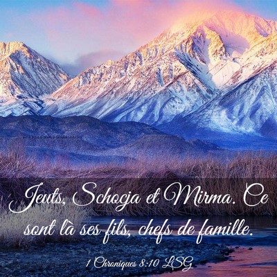 Picture 03 - 1 Chroniques 8:10 LSG - Jeuts, Schocja et Mirma. Ce sont là ses fils, - Bible Verse Picture