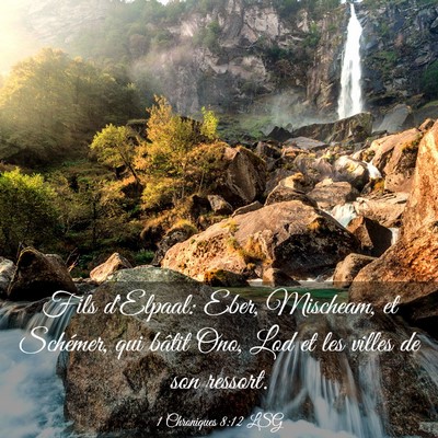 Picture 03 - 1 Chroniques 8:12 LSG - Fils d'Elpaal: Eber, Mischeam, et Schémer, qui - Bible Verse Picture