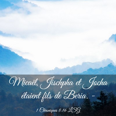 Picture 03 - 1 Chroniques 8:16 LSG - Micaël, Jischpha et Jocha étaient fils de - Bible Verse Picture