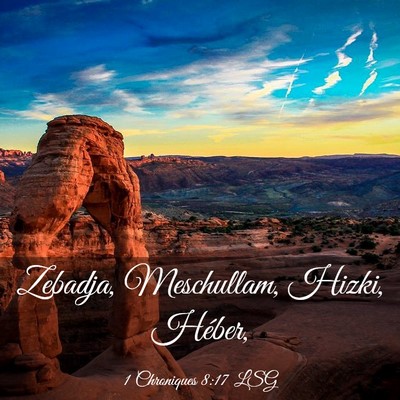 Picture 03 - 1 Chroniques 8:17 LSG - Zebadja, Meschullam, Hizki, - Bible Verse Picture