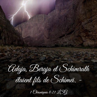 Picture 03 - 1 Chroniques 8:21 LSG - Adaja, Beraja et Schimrath étaient fils de - Bible Verse Picture