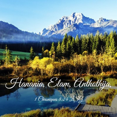 Picture 03 - 1 Chroniques 8:24 LSG - Hanania, Elam, - Bible Verse Picture