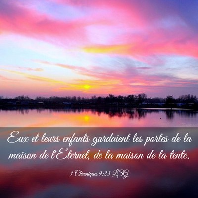 Picture 03 - 1 Chroniques 9:23 LSG - Eux et leurs enfants gardaient les portes de la - Bible Verse Picture