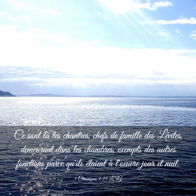 Picture 03 - 1 Chroniques 9:33 LSG - Ce sont là les chantres, chefs de famille des - Bible Verse Picture