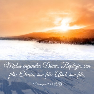 Picture 03 - 1 Chroniques 9:43 LSG - Motsa engendra Binea. Rephaja, son fils; Eleasa, - Bible Verse Picture