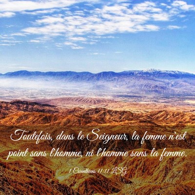 Picture 03 - 1 Corinthiens 11:11 LSG - Toutefois, dans le Seigneur, la femme n'est point - Bible Verse Picture