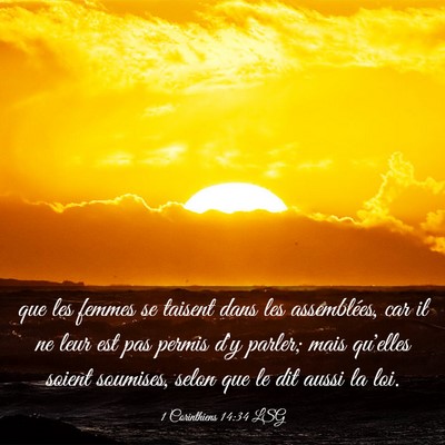 Picture 03 - 1 Corinthiens 14:34 LSG - que les femmes se taisent dans les assemblées, - Bible Verse Picture
