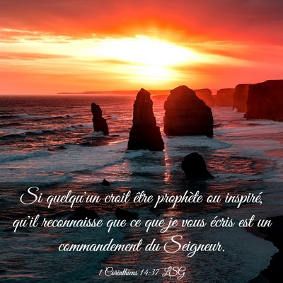 Picture 03 - 1 Corinthiens 14:37 LSG - Si quelqu'un croit être prophète ou inspiré, - Bible Verse Picture