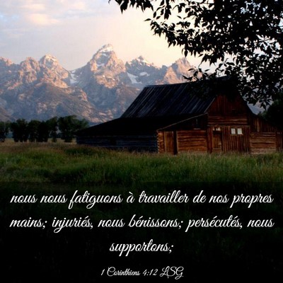 Picture 03 - 1 Corinthiens 4:12 LSG - nous nous fatiguons à travailler de nos propres - Bible Verse Picture