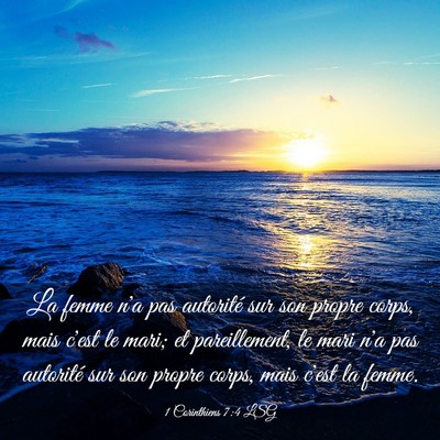 Picture 03 - 1 Corinthiens 7:4 LSG - La femme n'a pas autorité sur son propre corps, - Bible Verse Picture