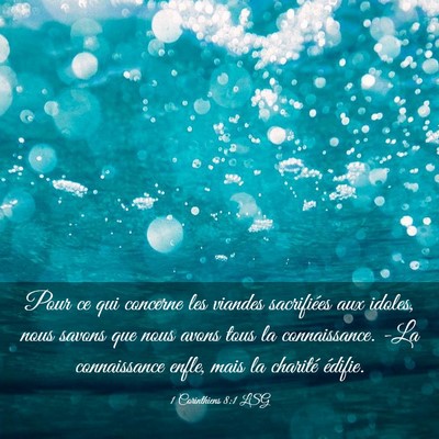 Picture 03 - 1 Corinthiens 8:1 LSG - Pour ce qui concerne les viandes sacrifiées aux - Bible Verse Picture
