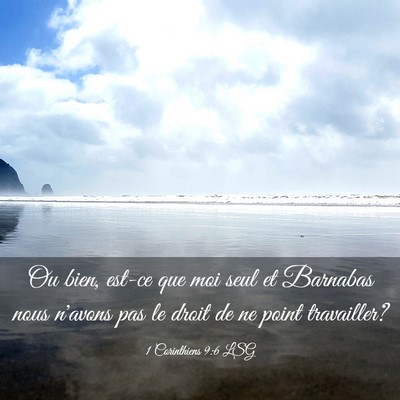Picture 03 - 1 Corinthiens 9:6 LSG - Ou bien, est-ce que moi seul et Barnabas nous - Bible Verse Picture