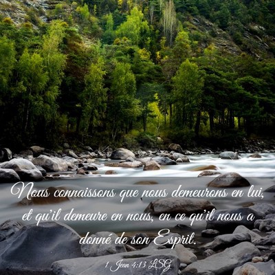 Picture 03 - 1 Jean 4:13 LSG - Nous connaissons que nous demeurons en lui, et - Bible Verse Picture