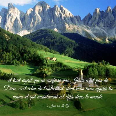 Picture 03 - 1 Jean 4:3 LSG - et tout esprit qui ne confesse pas Jésus n'est - Bible Verse Picture