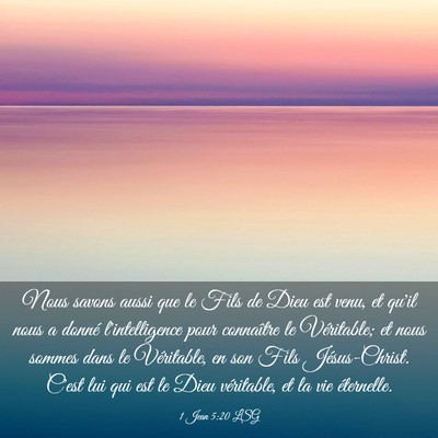 Picture 03 - 1 Jean 5:20 LSG - Nous savons aussi que le Fils de Dieu est venu, - Bible Verse Picture