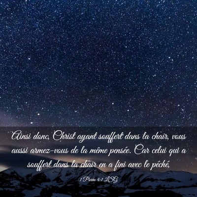 Picture 03 - 1 Pierre 4:1 LSG - Ainsi donc, Christ ayant souffert dans la chair, - Bible Verse Picture