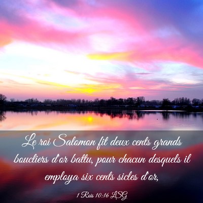 Picture 03 - 1 Rois 10:16 LSG - Le roi Salomon fit deux cents grands boucliers - Bible Verse Picture