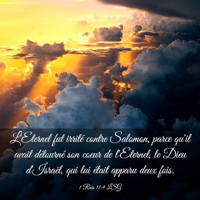 Picture 03 - 1 Rois 11:9 LSG - L'Eternel fut irrité contre Salomon, parce qu'il - Bible Verse Picture