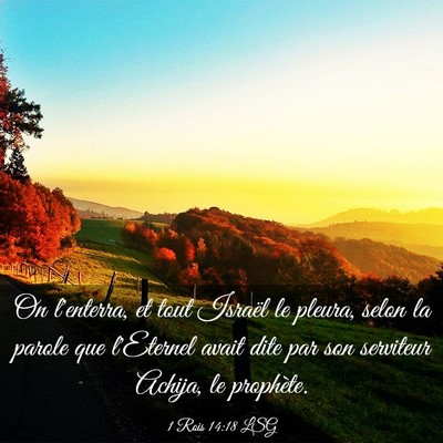 Picture 03 - 1 Rois 14:18 LSG - On l'enterra, et tout Israël le pleura, selon la - Bible Verse Picture