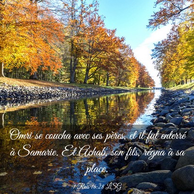 Picture 03 - 1 Rois 16:28 LSG - Omri se coucha avec ses pères, et il fut - Bible Verse Picture