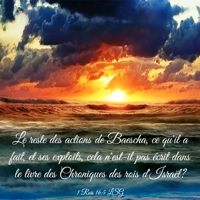Picture 03 - 1 Rois 16:5 LSG - Le reste des actions de Baescha, ce qu'il a fait, - Bible Verse Picture