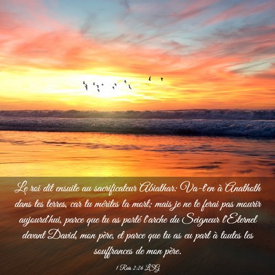 Picture 03 - 1 Rois 2:26 LSG - Le roi dit ensuite au sacrificateur Abiathar: - Bible Verse Picture