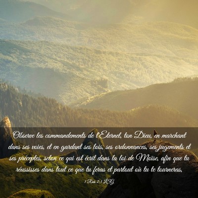 Picture 03 - 1 Rois 2:3 LSG - Observe les commandements de l'Eternel, ton Dieu, - Bible Verse Picture