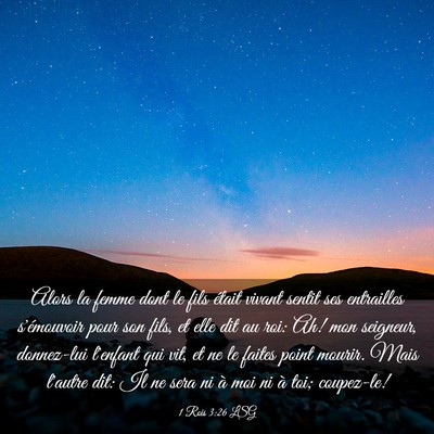Picture 03 - 1 Rois 3:26 LSG - Alors la femme dont le fils était vivant sentit - Bible Verse Picture