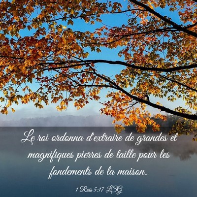 Picture 03 - 1 Rois 5:17 LSG - Le roi ordonna d'extraire de grandes et - Bible Verse Picture