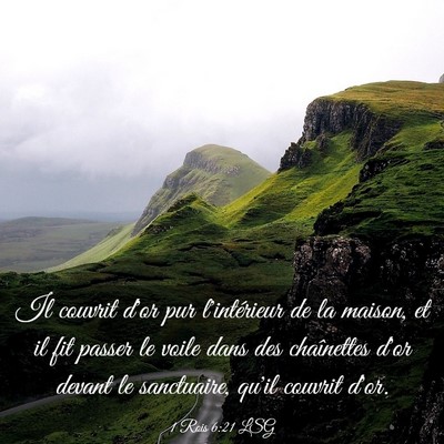 Picture 03 - 1 Rois 6:21 LSG - Il couvrit d'or pur l'intérieur de la maison, et - Bible Verse Picture